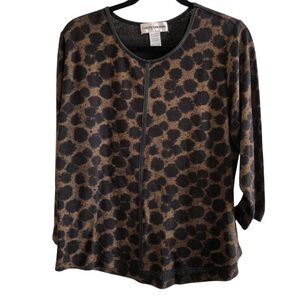 Cathy Daniels Brown and Black 3/4 Sleeve Blouse